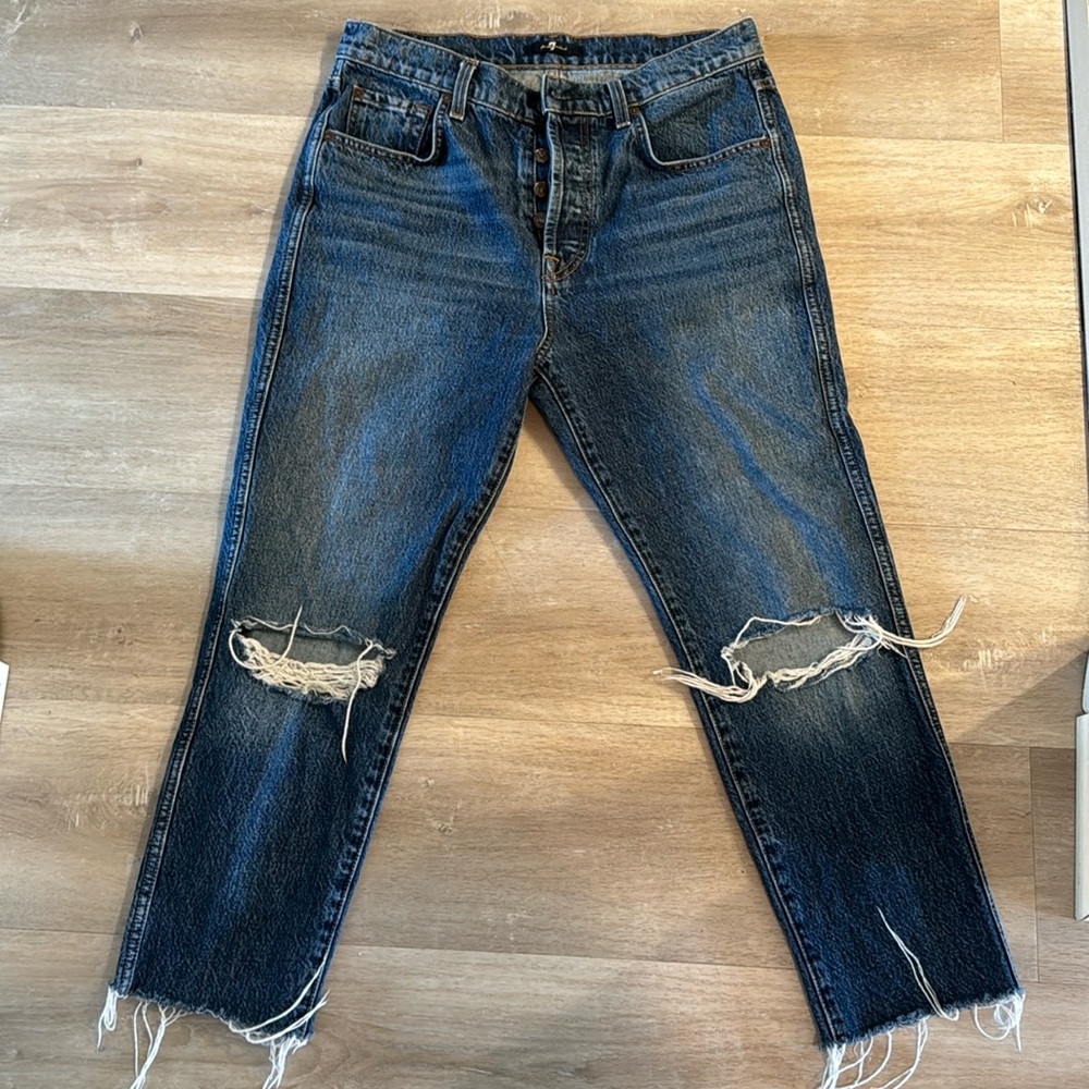 7 for all mankind dark-wash jeans